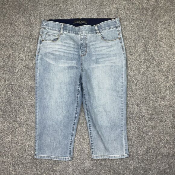 Boston Proper Jeans Womens Size 12 Blue Pull On Capri - Picture 1 of 10